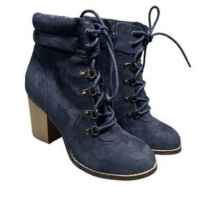 Gillia Dark Blue Lace Up Suede Boots